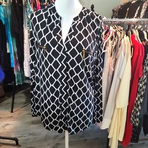 Michael Kors black and white blouse